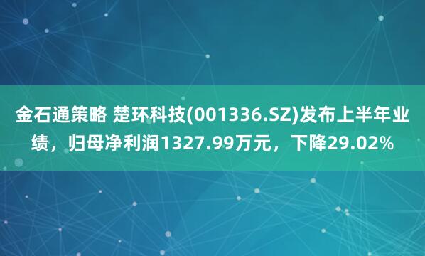 金石通策略 楚环科技(001336.SZ)发布上半年业绩，归母净利润1327.99万元，下降29.02%